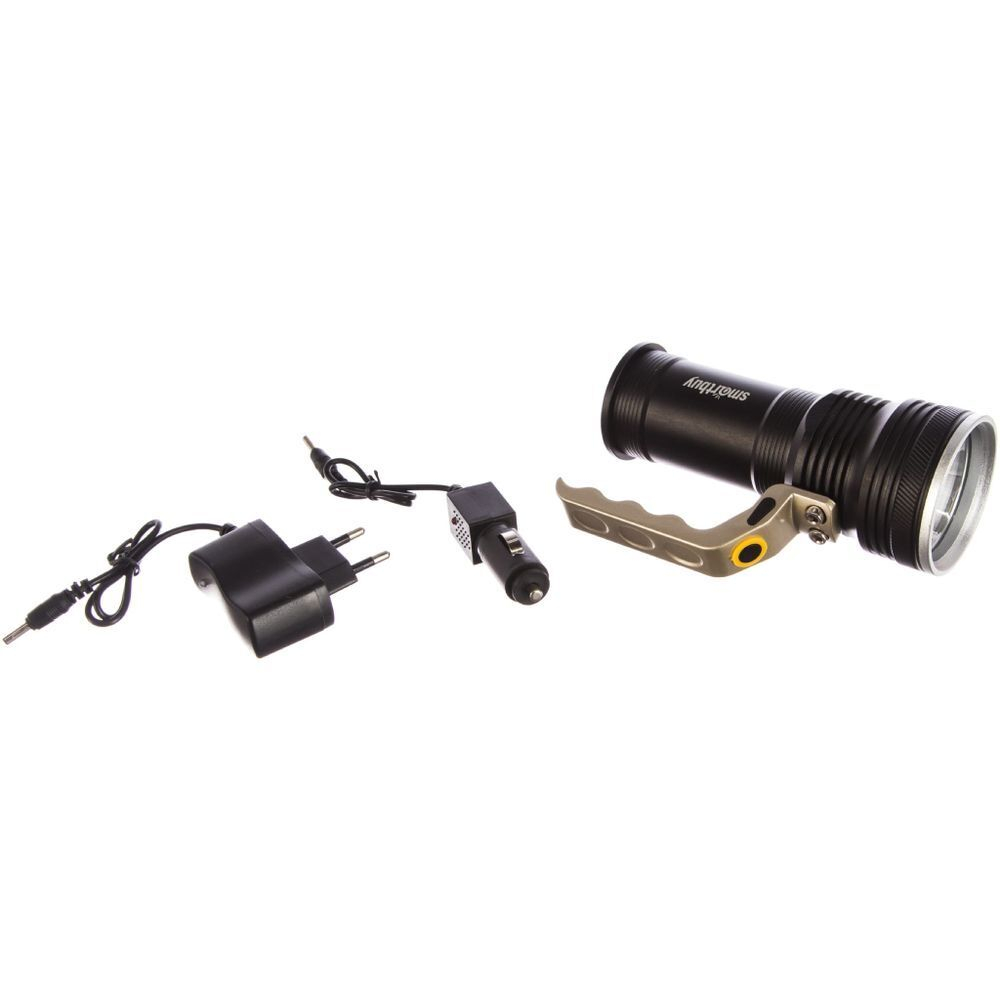 Фонарь ручной, Smartbuy, зар от сет220В, зар от сети авто, металл, SBF-30-H