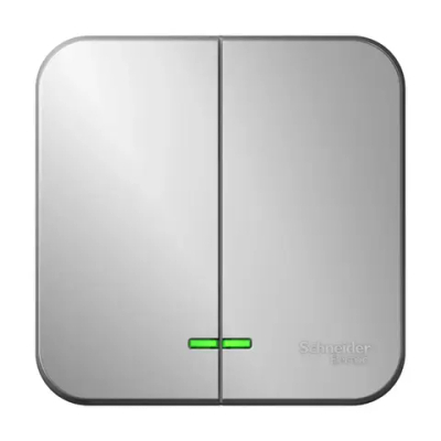 BLANCA О/У 2-клавишный ВЫКЛЮЧАТЕЛЬ (сх.5) с подсветкой, ИЗОЛ.ПЛ, 10А, 250В, АЛЮМИНИЙ