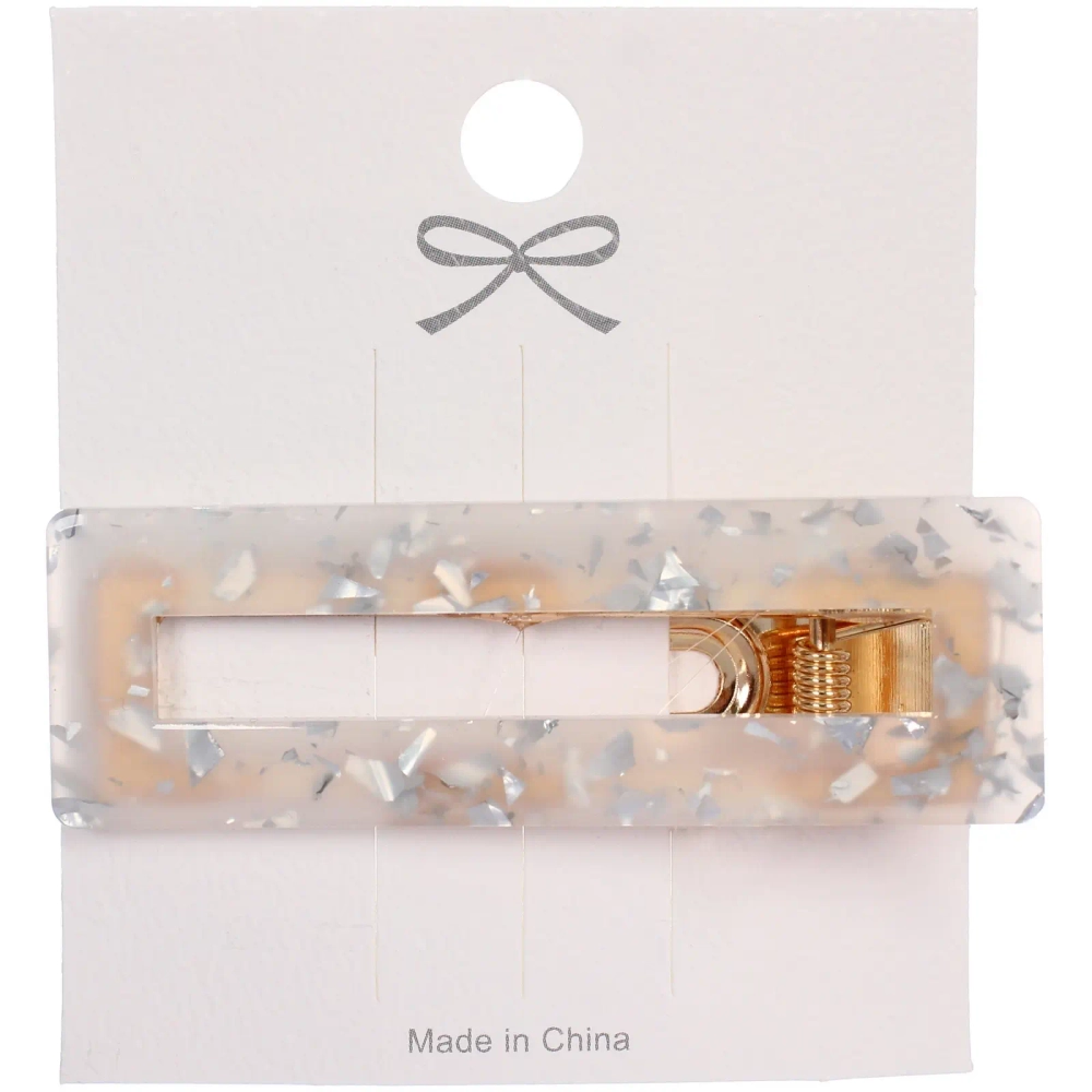 Зажим для волос «ЛАВИТА», прямоугольник, цвет прозрачный, 6,7*2,3см (белый блистер)