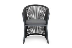 "Романо" стул плетеный из роупа, каркас алюминий темно-серый (RAL7024) муар, роуп темно-серый круглый, ткань темно-серая 027