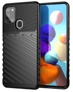 Противоударный чехол на Samsung Galaxy A21S черного цвета, серия Onyx от Caseport
