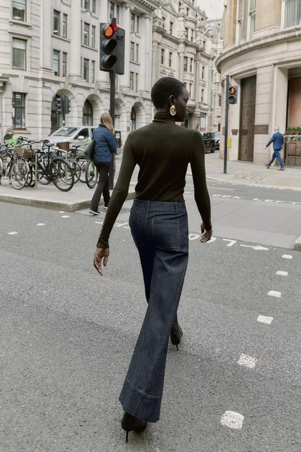 ZARA ШИРОКИЕ БРЮКИ СО ШВАМИ, ЧЕРНЫЙ