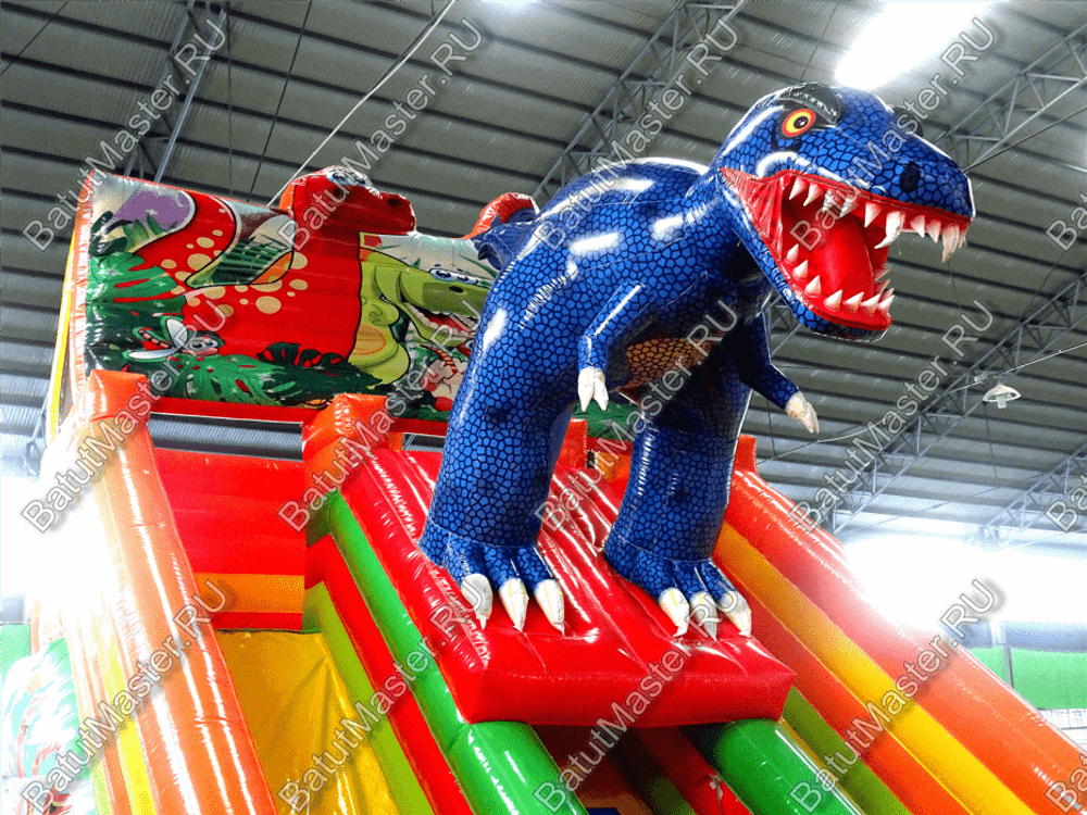 Детский надувной батут-горка "Зов динозавра", 10*5*7 м