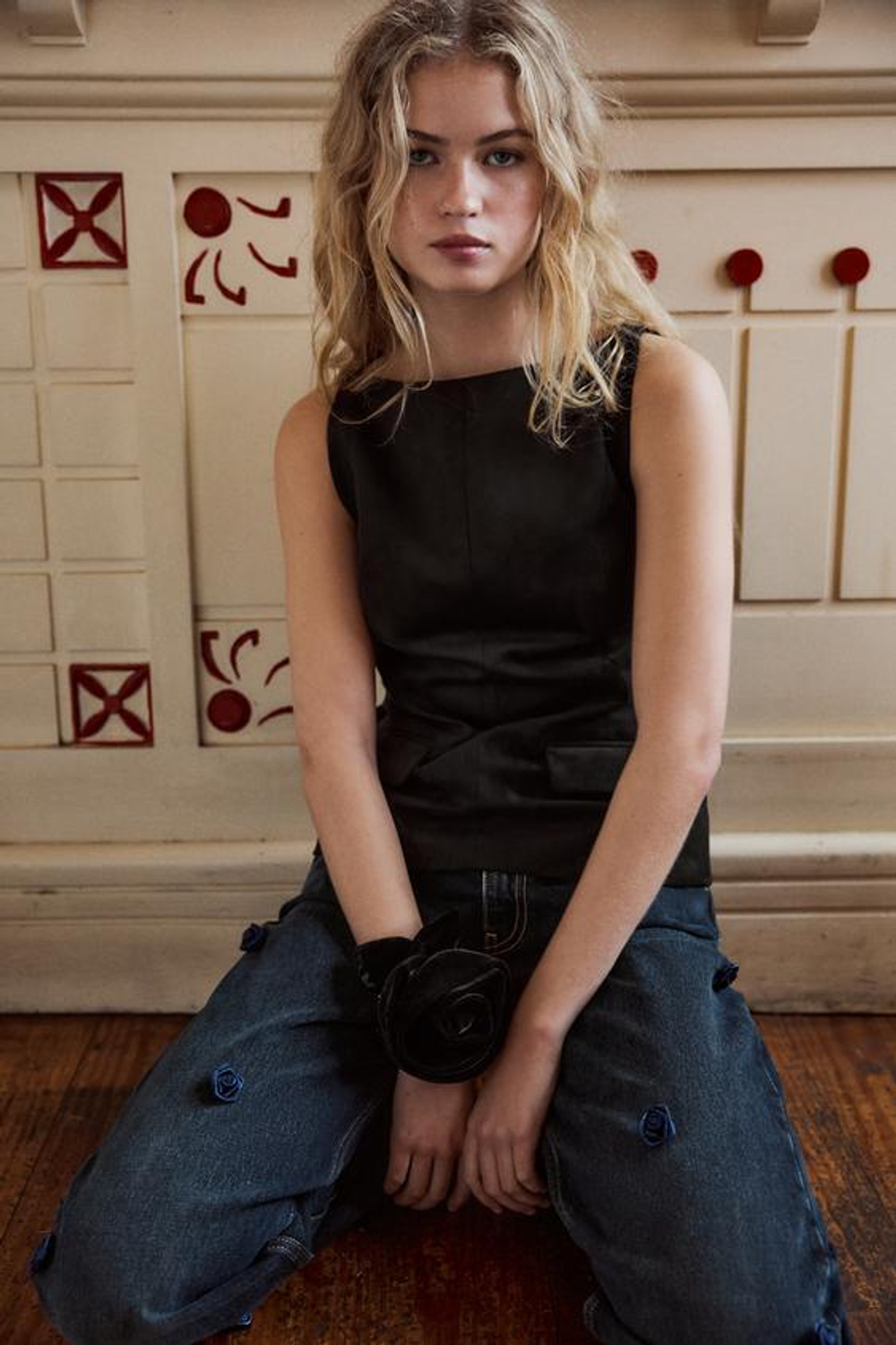 ZARA ТОП ИЗ ИСКУССТВЕННОЙ ЗАМШИ, ЧЕРНЫЙ