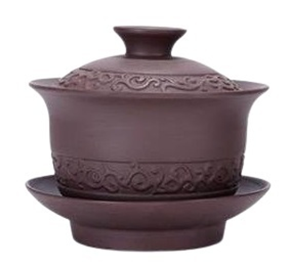 268004Y2 УЦЕНКА Гайвань серия-КРЕСТЬЯНСКАЯ "Орнамент" 150 мл, керамика коричневый