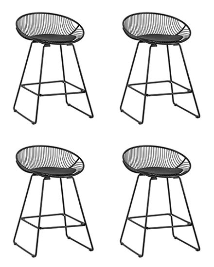 Стул полубарный UFO, черный, с черной подушкой 4 шт