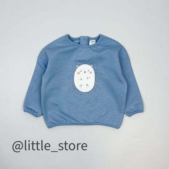 Джемпер из футера с начесом "Ежики" пыльно-синий