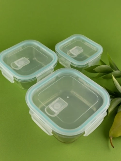 Контейнеры для еды стеклянные, 3 шт, с крышкой, герметичные