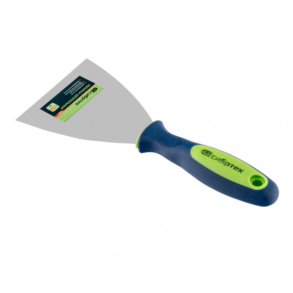 Шпатель 100мм, из нержавеющей стали, двухкомп. ручка, Сибртех, 85526