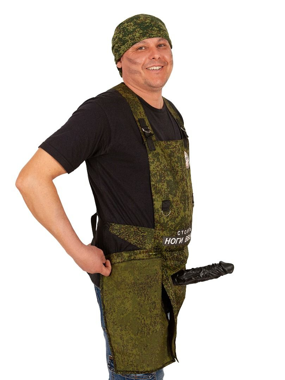 Фартук Бронежилет с фаллосом и банданой (Цвет: зеленый камуфляж)