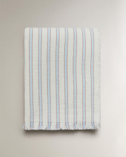 Zara Home плед детский из хлопка, синий, в полоску, 90x120 см