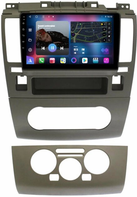 Магнитола для Nissan Tiida C11 2004-2013 (рамка серая) - FarCar 1148CNM монитор 9" QLED на Android 13, 8-ядер, CarPlay, 4G SIM-слот
