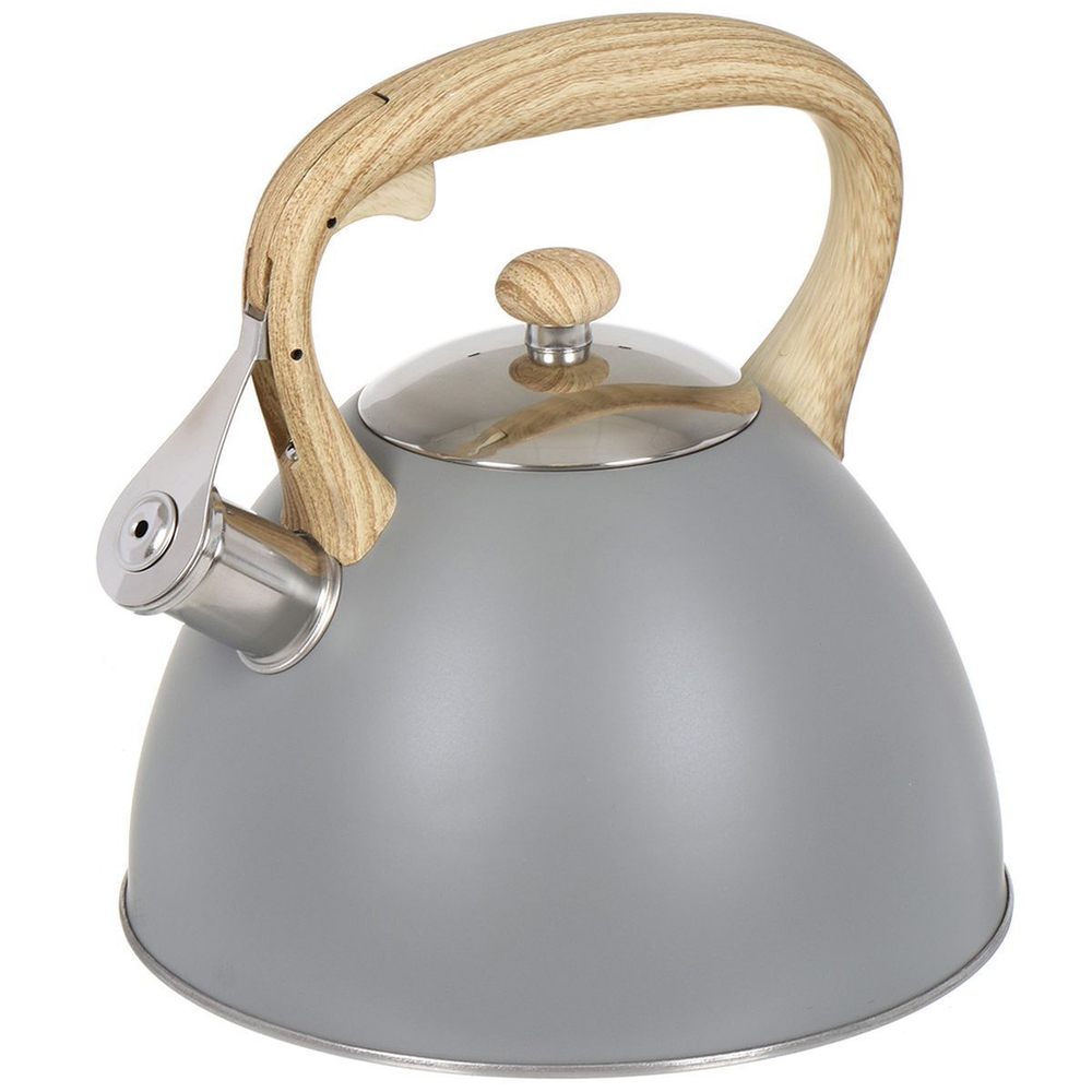 Чайник нерж, 3 л, свист, ручк с силик покр, Daniks, индукц, сер, MSY-079G