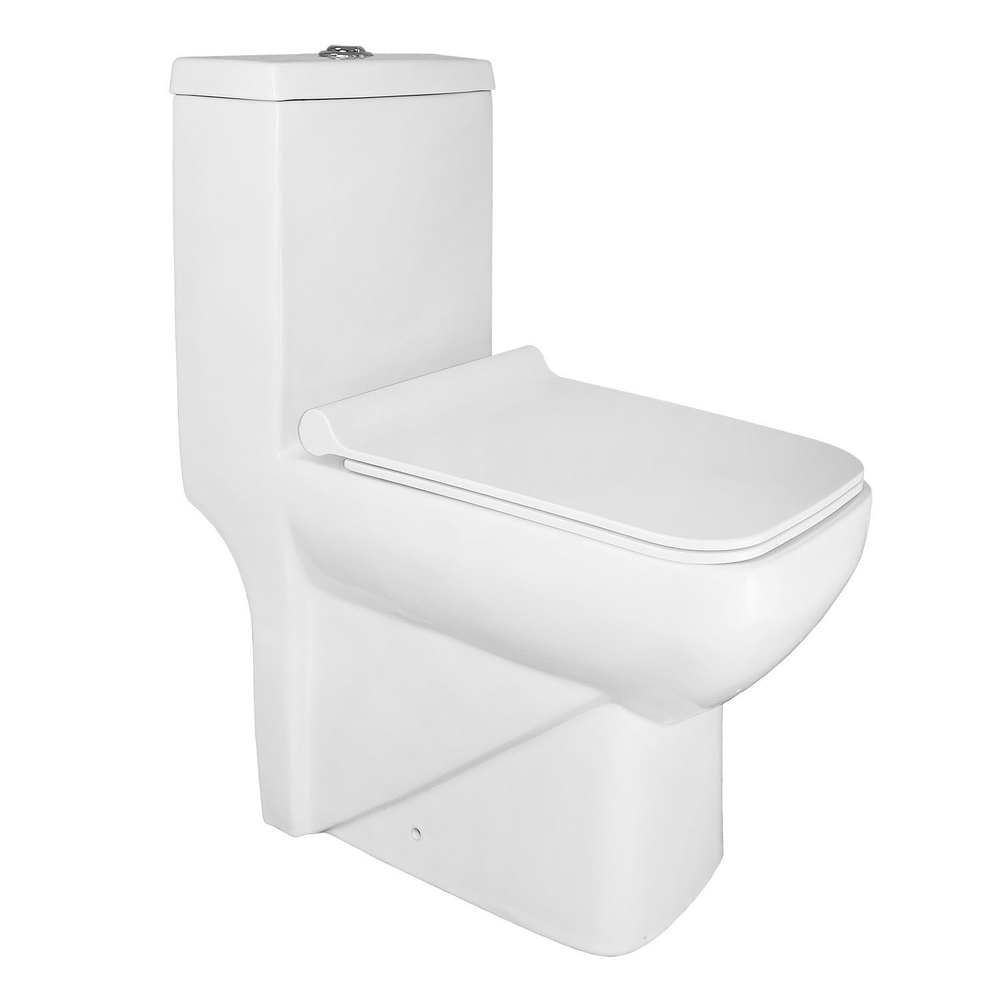 AZ-1169 Azario ZENO Унитаз-моноблок с сиденьем Slim микролифт дюропласт 640*365*740 мм ободковый (воронкообразный смыв)