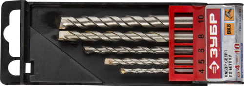 ЗУБР Мастер 5 шт: d 4-5-6-8-10 мм набор сверл по бетону