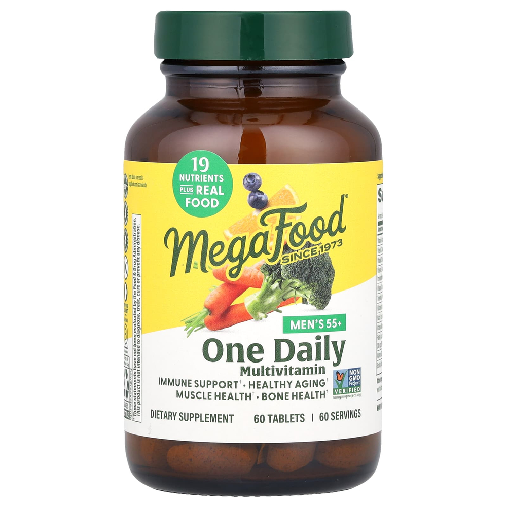 MegaFood, мультивитамины для мужчин старше 55 лет, одна мультивитаминная добавка, 60 таблеток