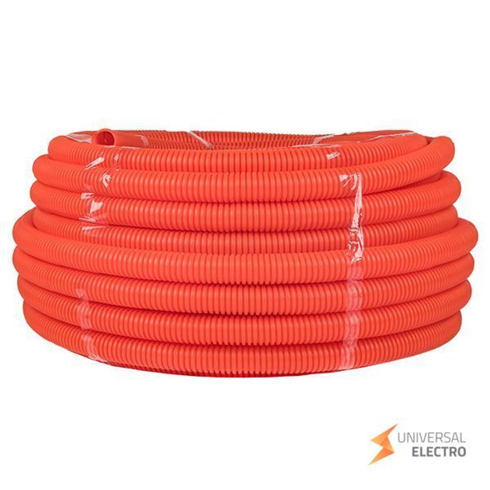 Труба гофр, ПНД с протяжкой d40 мм (25 м) оранжевая EKF-Plast