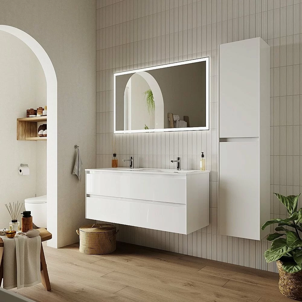 Тумба с раковиной Sancos Cento CN120-2W белый глянец