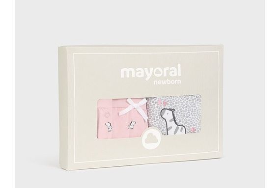 Комбинезон для девочки Mayoral Newborn Зебра Розовая пудра, 2 шт.