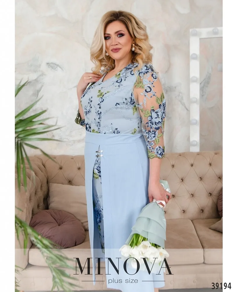 Платье 421Б-голубой Minova