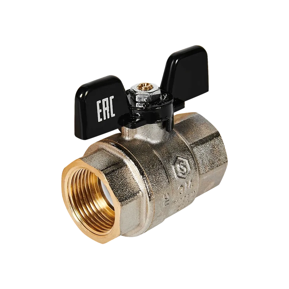 Кран шаровой полнопроходной STOUT - 3/4" (ВР/ВР, PN40, Tmax 150°C, ручка-бабочка черная)