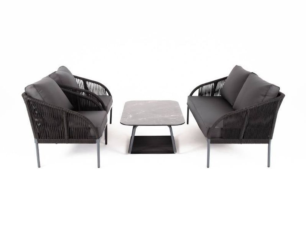 "Канны" лаунж-зона 4-местная плетеная из роупа (веревки), цвет темно-серый