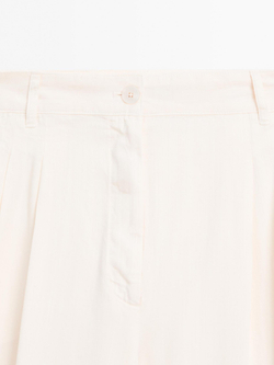 Massimo Dutti Широкие брюки с двойными защипами, белый