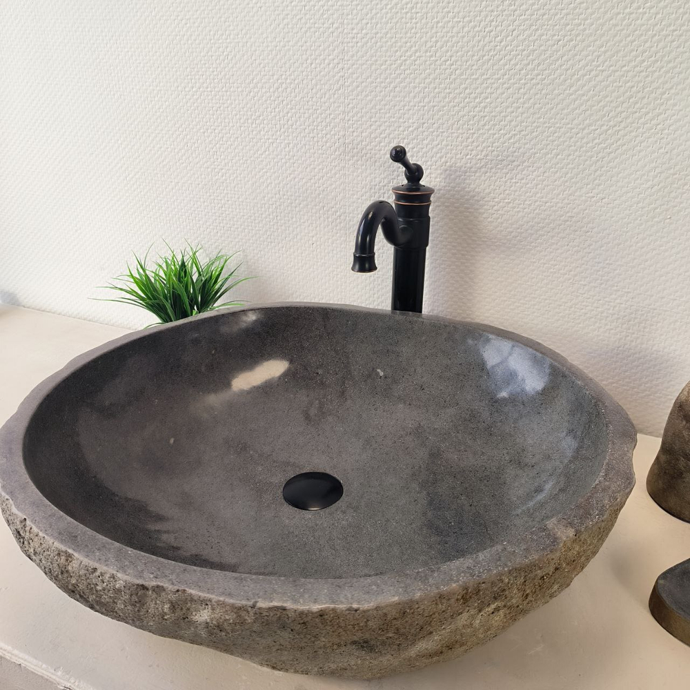 Раковина из речного камня RS-66039 61х54х15 из натурального камня
