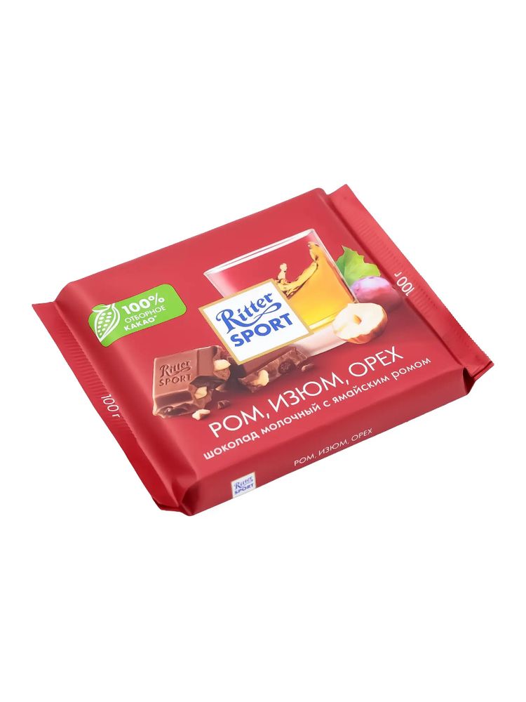 Шоколад молочный Ritter Sport Ром, изюм, орех 100 г x 4 шт