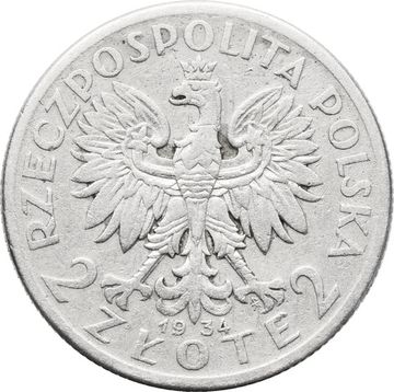 2 злотых 1934 Польша. Голова Полонии
