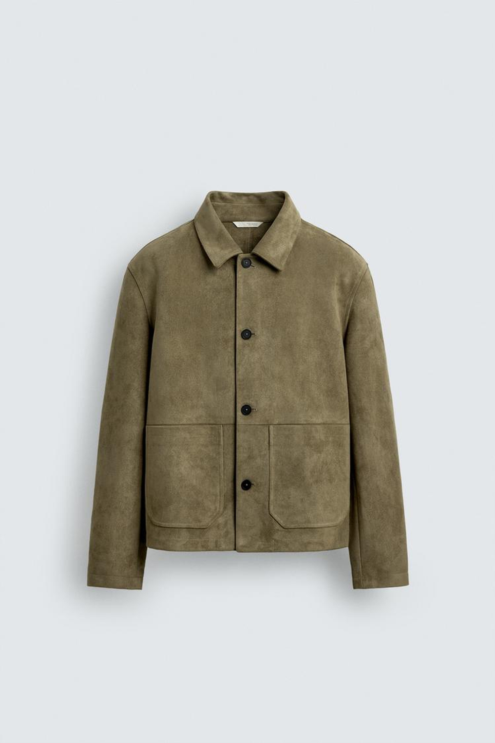 ZARA КУРТКА ИЗ ИСКУССТВЕННОЙ ЗАМШИ С КАРМАНАМИ, ЗЕЛЕНЫЙ/СЕРЫЙ