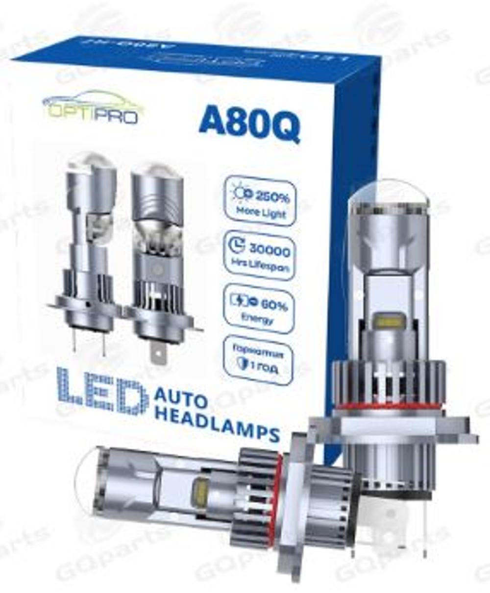 Автолампа LED Н 4 к-т (станд цок) (обманка) 12-16v A80Q 30W LENS CAN 5500K A80Q-H4