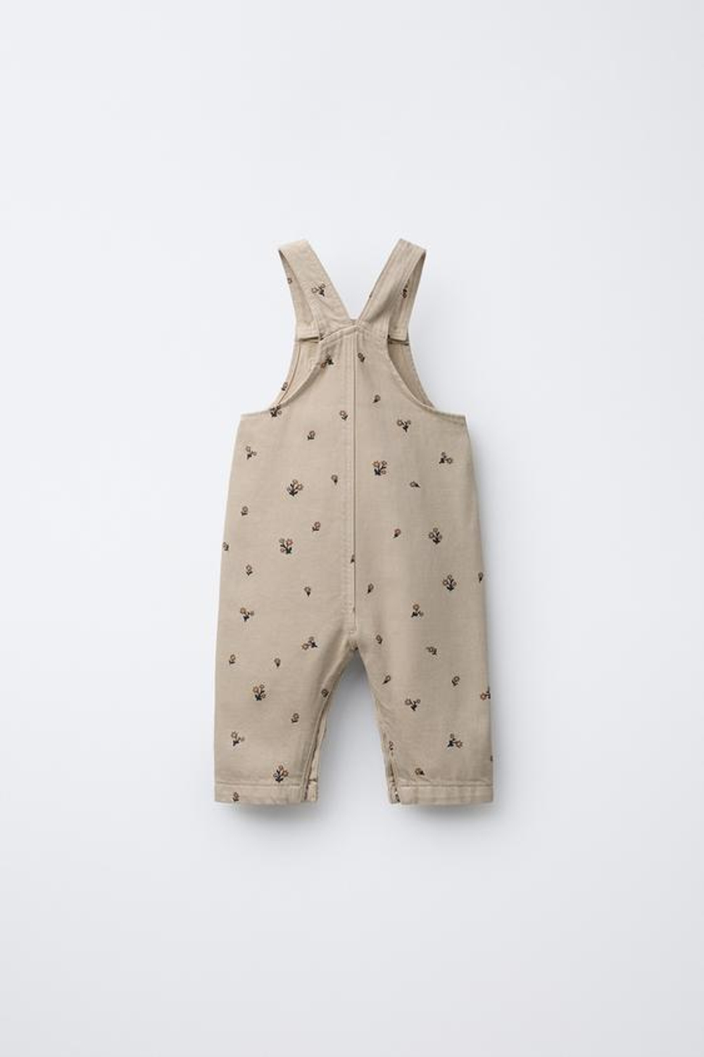 ZARA КОМБИНЕЗОН ИЗ ТВИЛА С ЦВЕТОЧНЫМ ПРИНТОМ, БЕЖЕВЫЙ