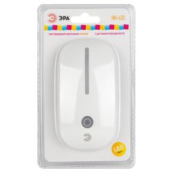 Ночник - светильник светодиодный ЭРА NN-620-LS-W в розетку с датчиком освещенности белый