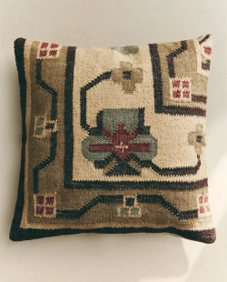 ZARA HOME НАВОЛОЧКА ДЛЯ ДЕКОРАТИВНОЙ ПОДУШКИ С ЦВЕТОЧНЫМИ МОТИВАМИ, СВЕТЛО-БЕЖЕВЫЙ