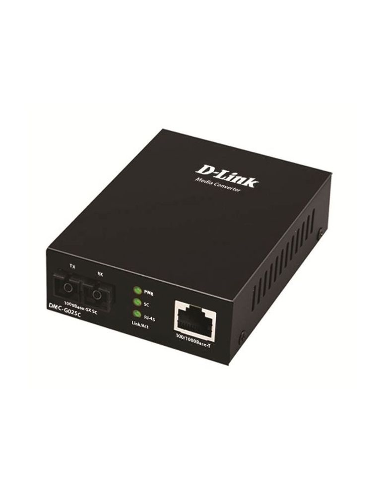 D-Link DMC-G02SC/A1A Медиаконвертер с 1 портом 100/1000Base-T и 1 портом 1000Base-SX с разъемом SC для многомодового оптического кабеля (до 550 м)