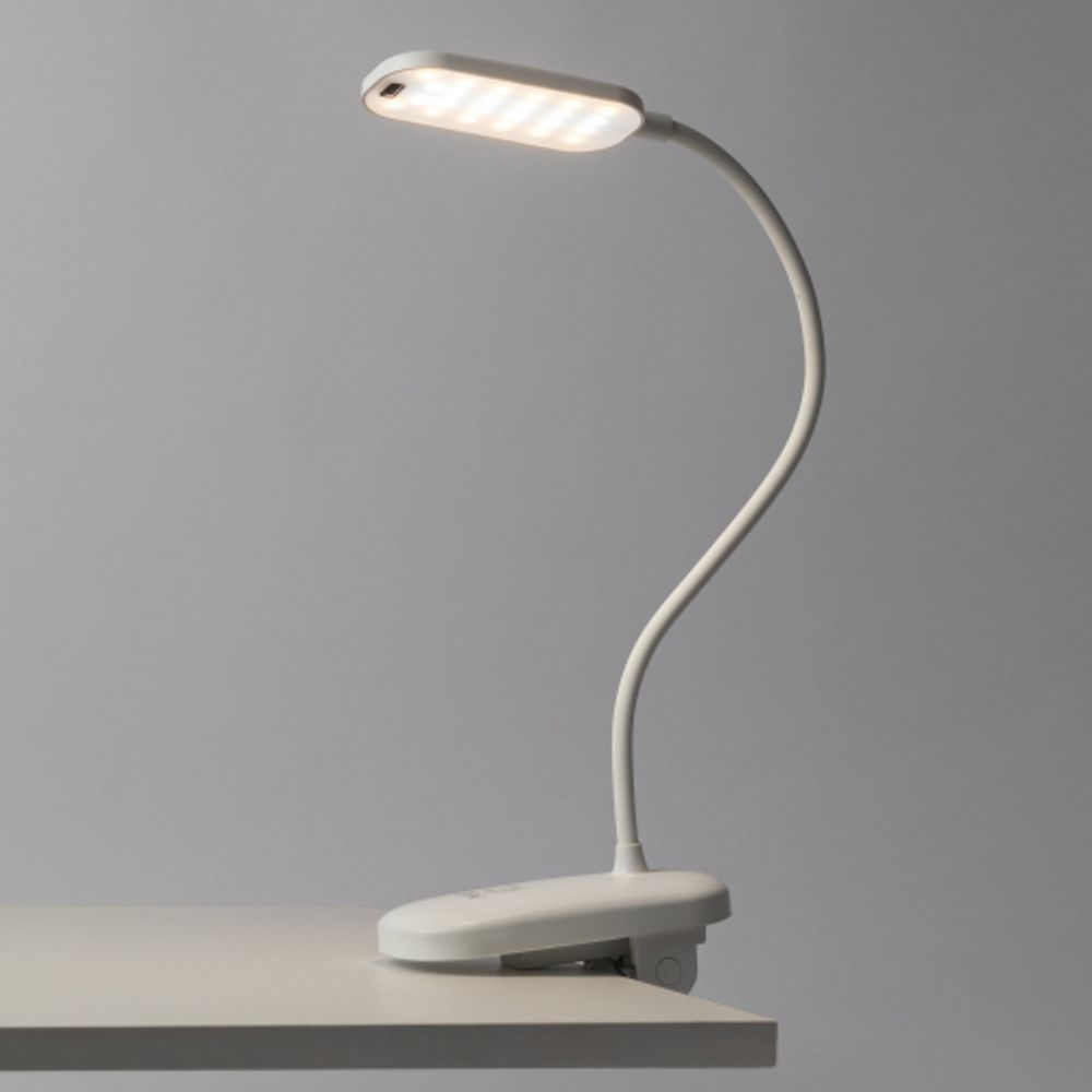 Настольный светильник ЭРА NLED-525-6W-W светодиодный аккумуляторный на прищепке белый