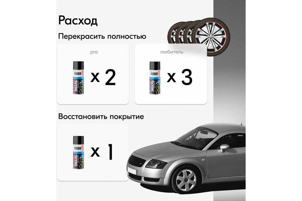 Эмаль для дисков Kudo Светло-серый (520мл) аэрозоль