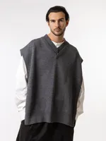 Пончо Dryg вязаное из мериноса серое