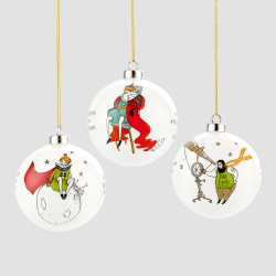 Набор из 3 елочных шаров Farforite «Маленький принц» в подарочной коробке