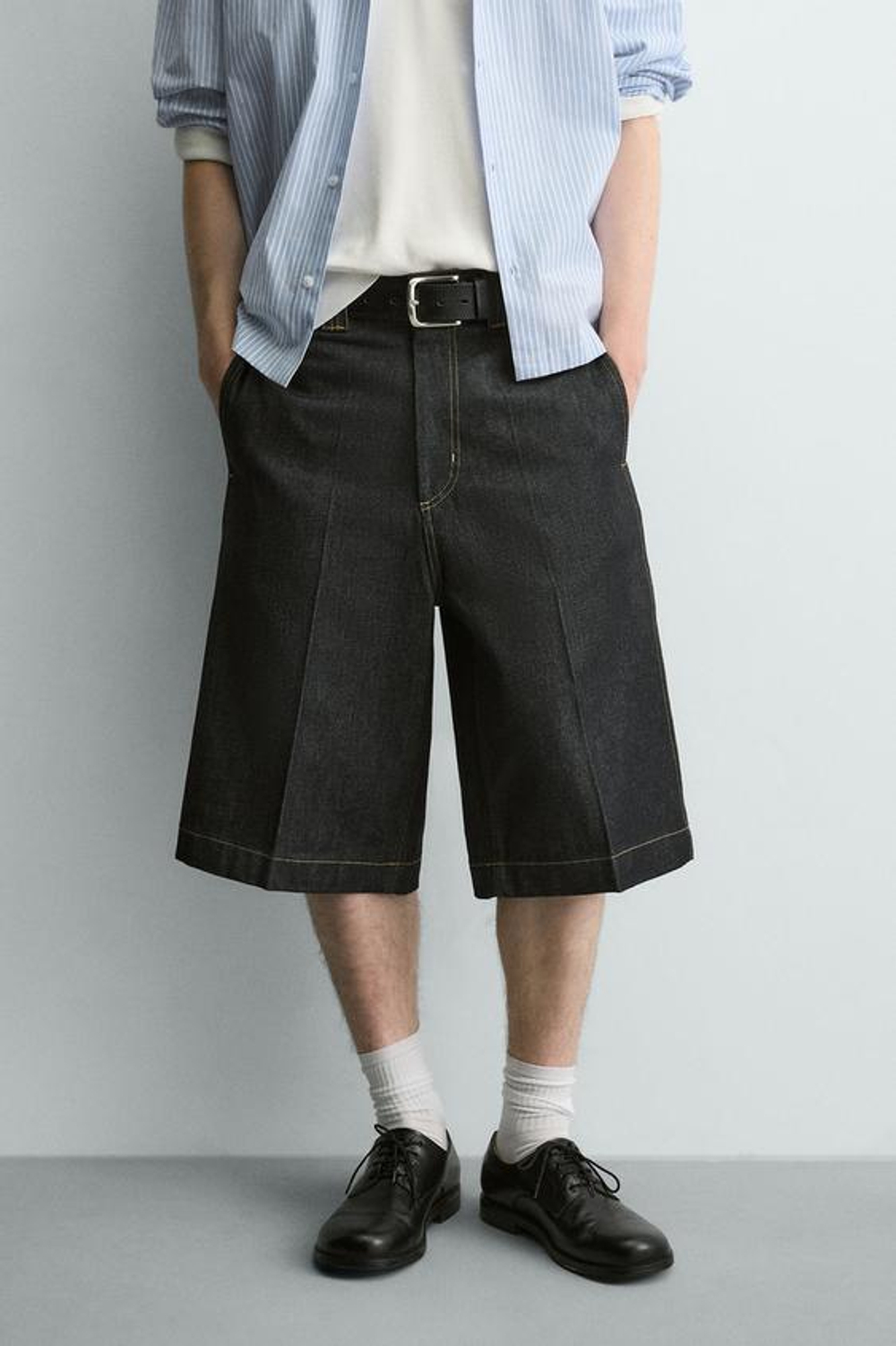 ZARA ШОРТЫ ИЗ ДЕНИМА RELAXED FIT, СИНИЙ