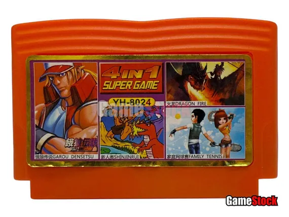 Картридж 8-Bit - 4в1 GAROU DENSETSU+FAMILY TENNIS+DRAAON FIRE+SHIN JINRUI