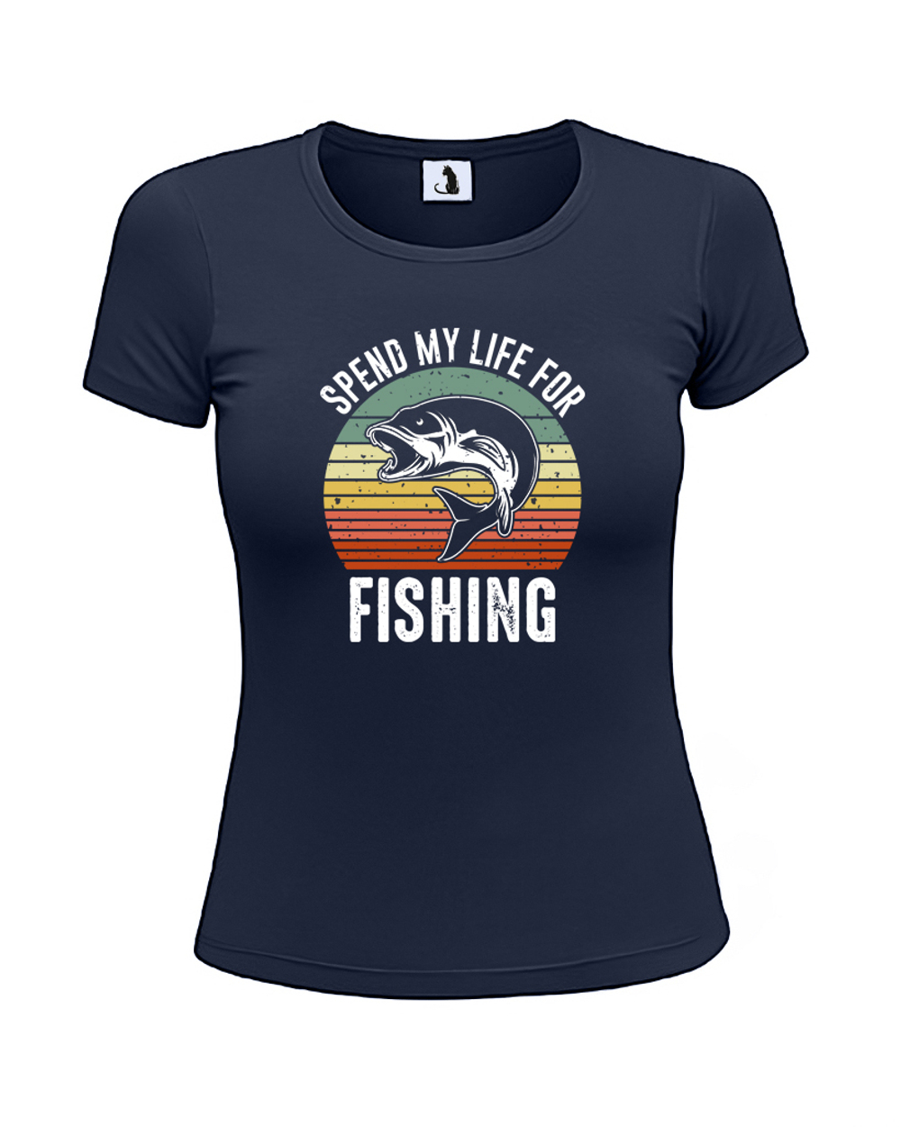 Футболка рыбака Spend my life for fishing приталенная темно-синяя