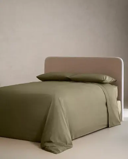 ZARA HOME (300 НИТЕЙ) ПОДОДЕЯЛЬНИК ИЗ ХЛОПКА ПЕРКАЛЬ, ТЕМНО-ЗЕЛЕНЫЙ