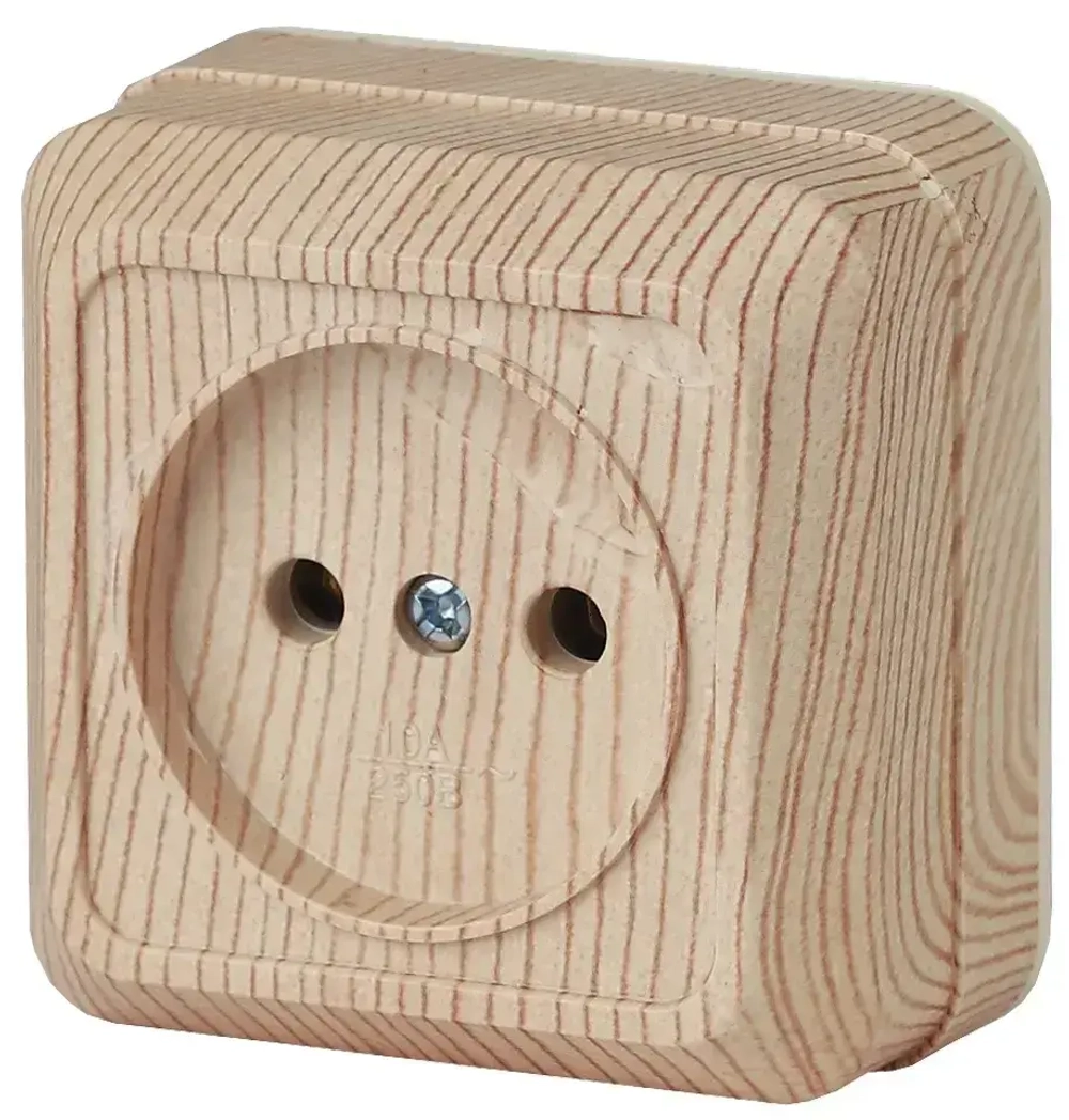 Розетка Intro Quadro 2-201-11 без заземления 2P 16А-250В IP20 открытой установки сосна