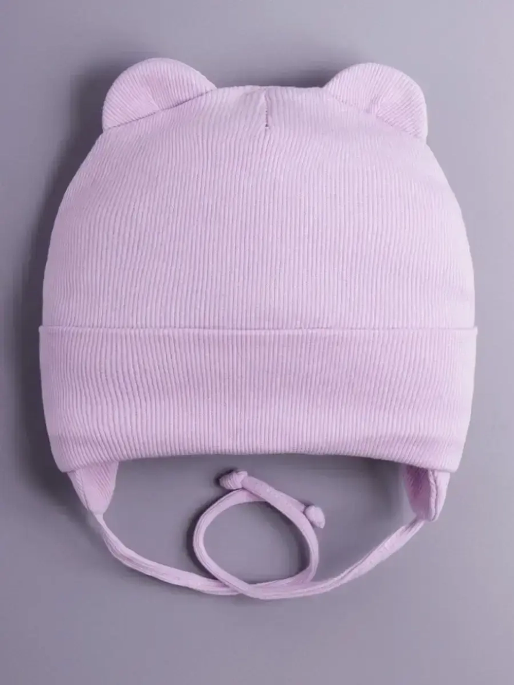Шапка детская с ушками на завязках на осень