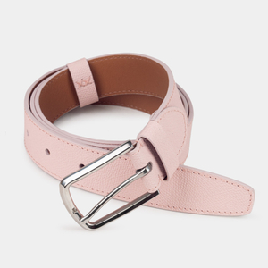 Женский ремень шириной 35мм из кожи сафьяно, бледно-розового цвета