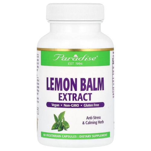 Paradise Herbs, Экстракт мелиссы, 60 вегетарианских капсул (300 мг на капсулу)