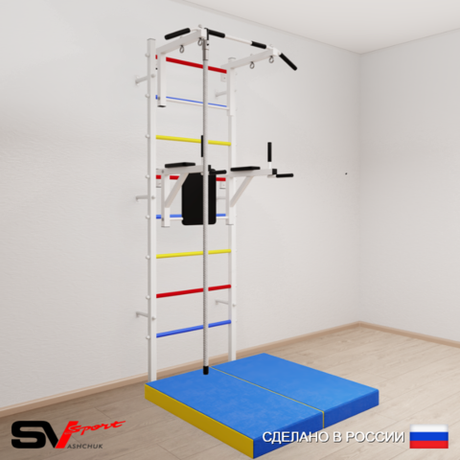 Шведская стенка Sv Sport 5704 (Турник стандарт/Брусья/Канат/Мат 1м)