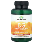 Swanson, витамин D3 с кокосовым маслом, 60 капсул